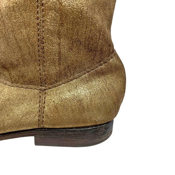 CYNTHIA VINCENT‎ Shimmery Brass Toned Leather Western Styled Mid-Calf Boot - Picture 5 of 13